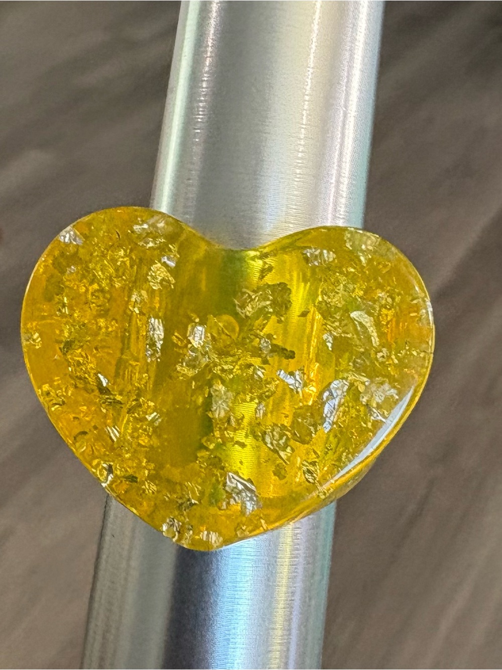 Vintage Chunky Yellow Heart Resin Ring Y2K Style